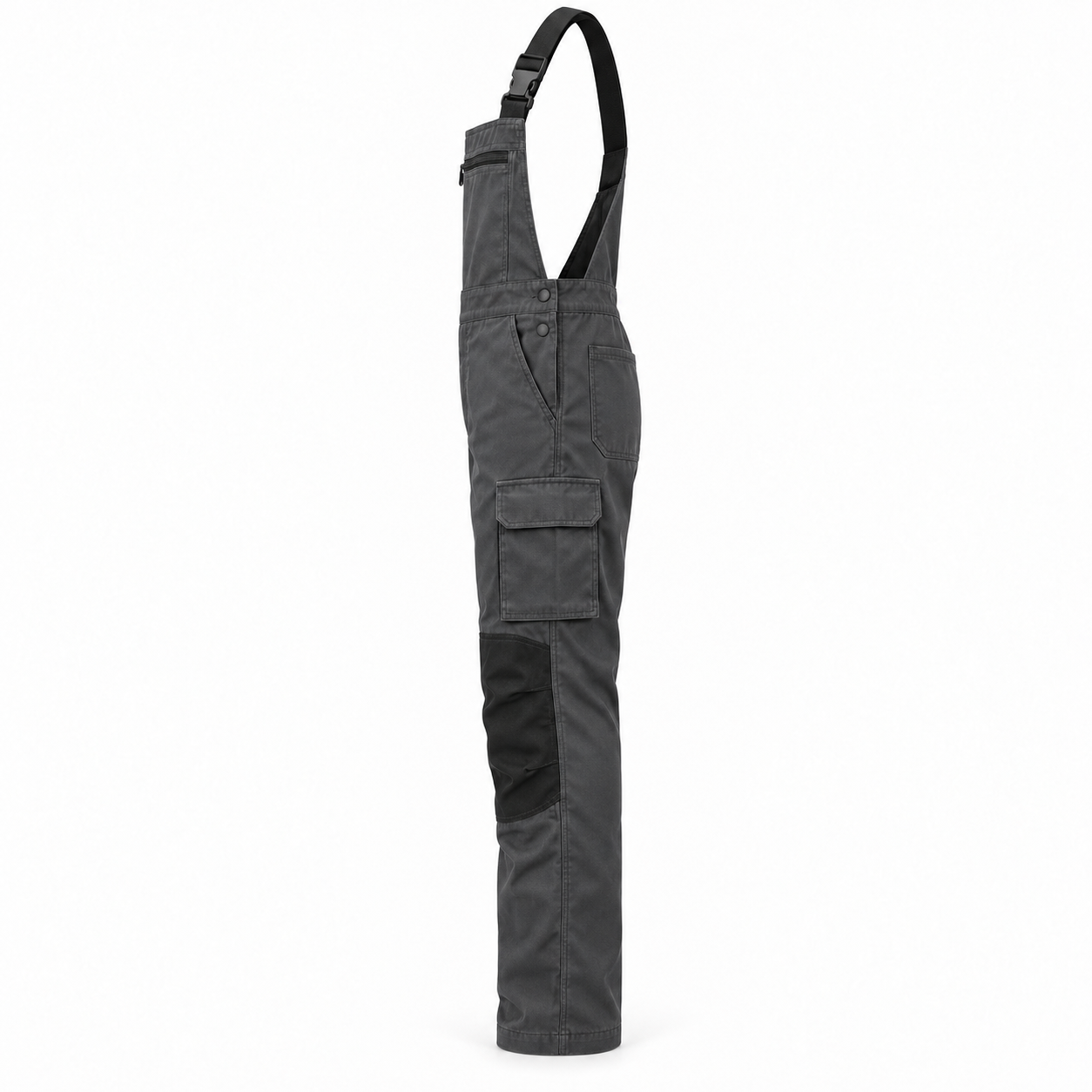 Charcoal Stretch Cargo Bib Overalls – Side | Liberty Edge Industries