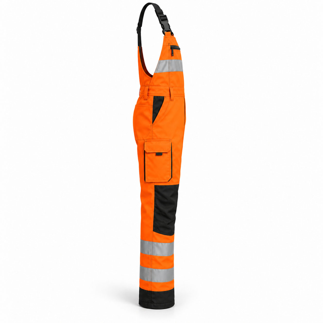 Orange-Black Reflective Bib Overalls – Side | Liberty Edge Industries