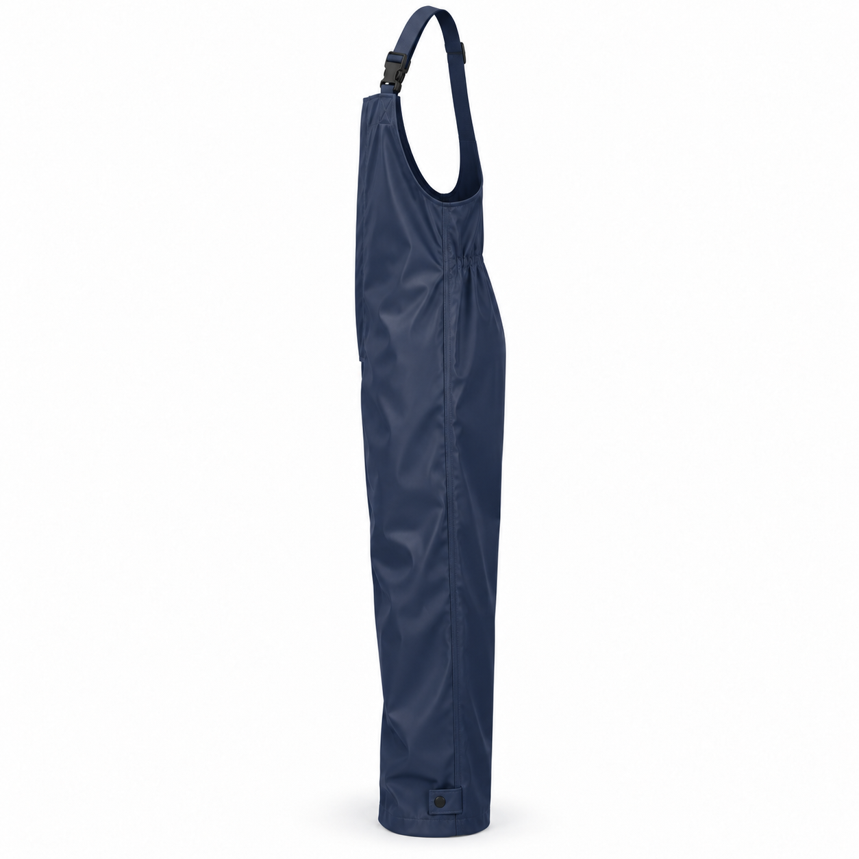 Navy Coated-Fabric Rain Bib Overalls – Side | Liberty Edge Industries