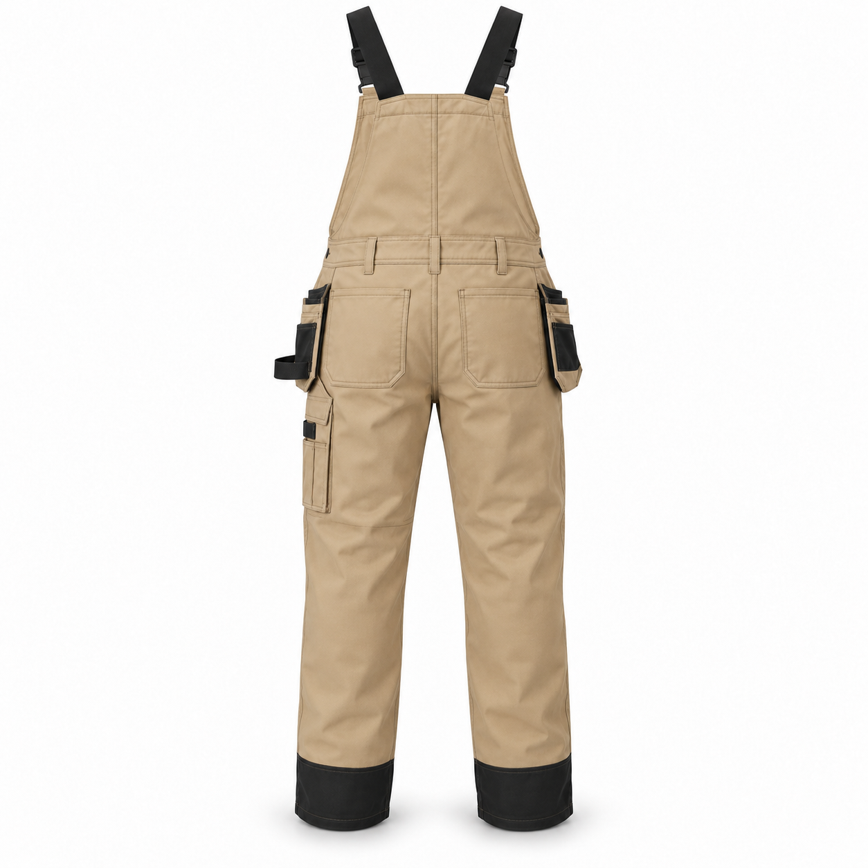 Sand-Black Carpenter Bib Overalls – Back | Liberty Edge Industries