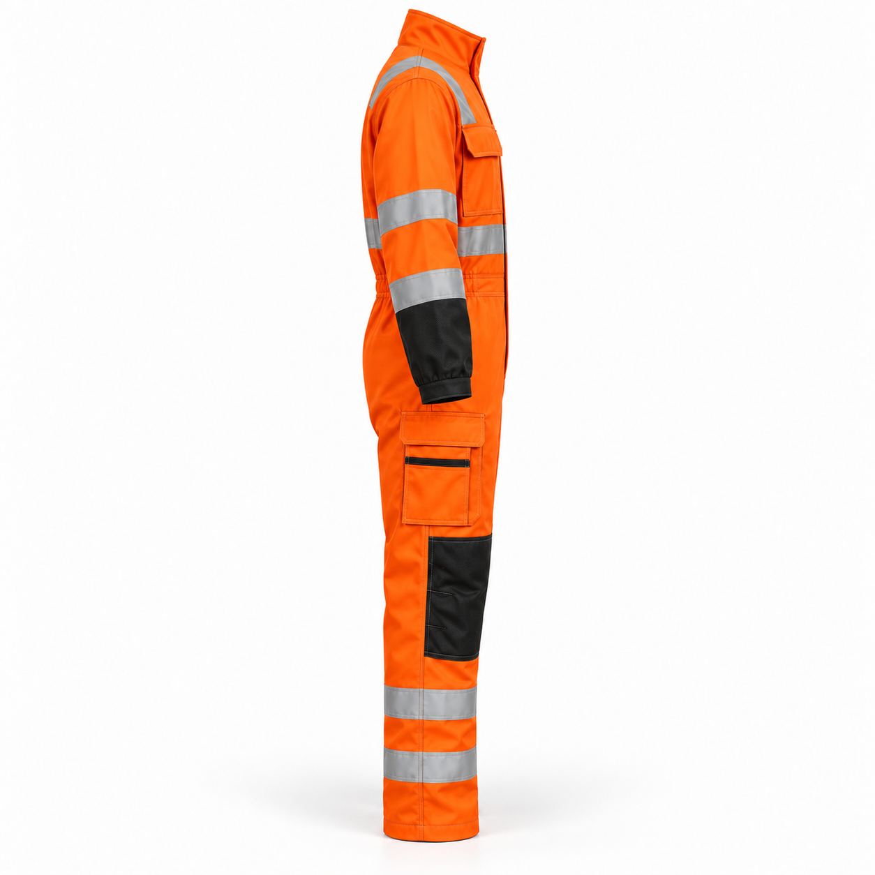 Orange-Black Reflective Utility Coverall – Side | Liberty Edge Industries