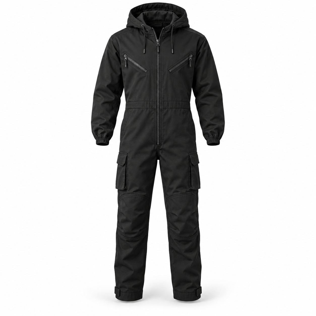 Black Hooded Service Coverall – Front | Liberty Edge Industries
