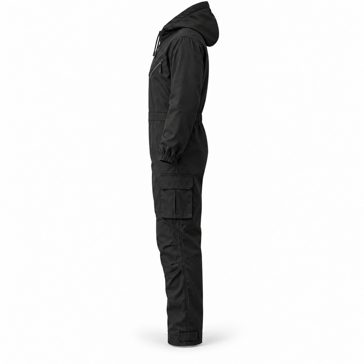Black Hooded Service Coverall – Side | Liberty Edge Industries