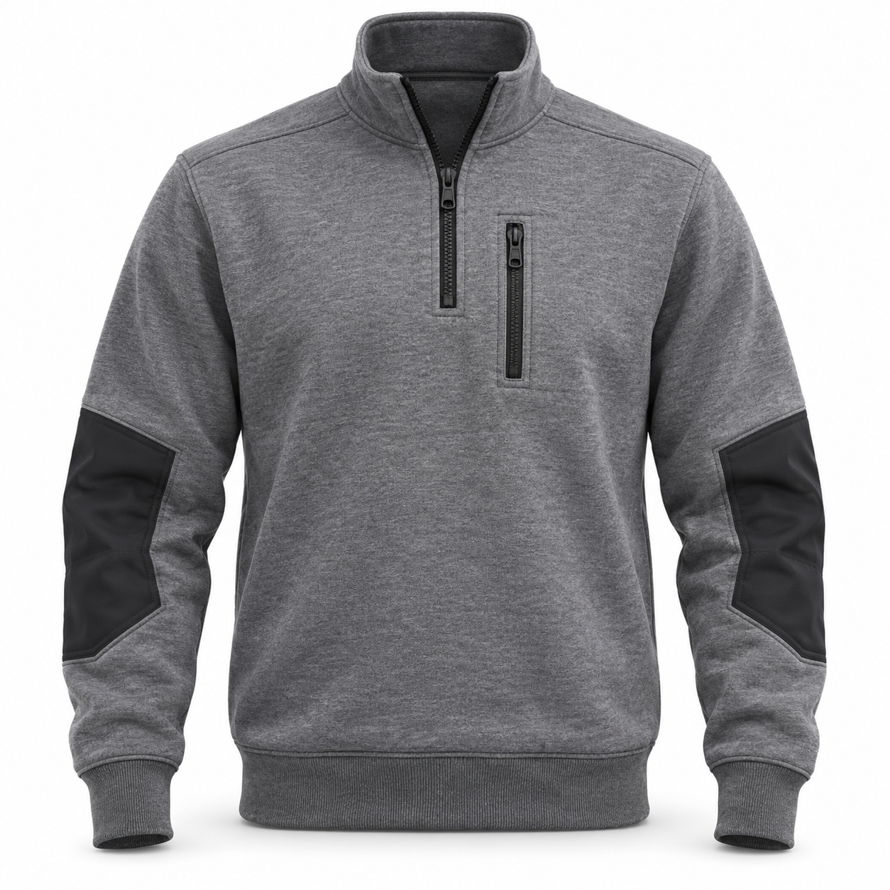 Steel-Grey Half-Zip Work Sweatshirt – Front | Liberty Edge Industries