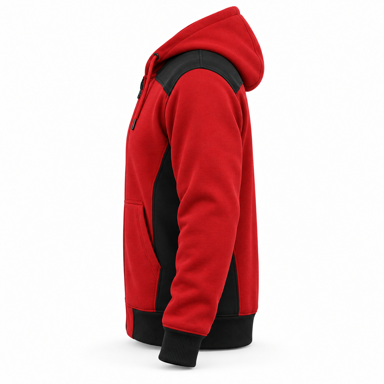 Red-Black Heavyweight Work Hoodie – Side | Liberty Edge Industries