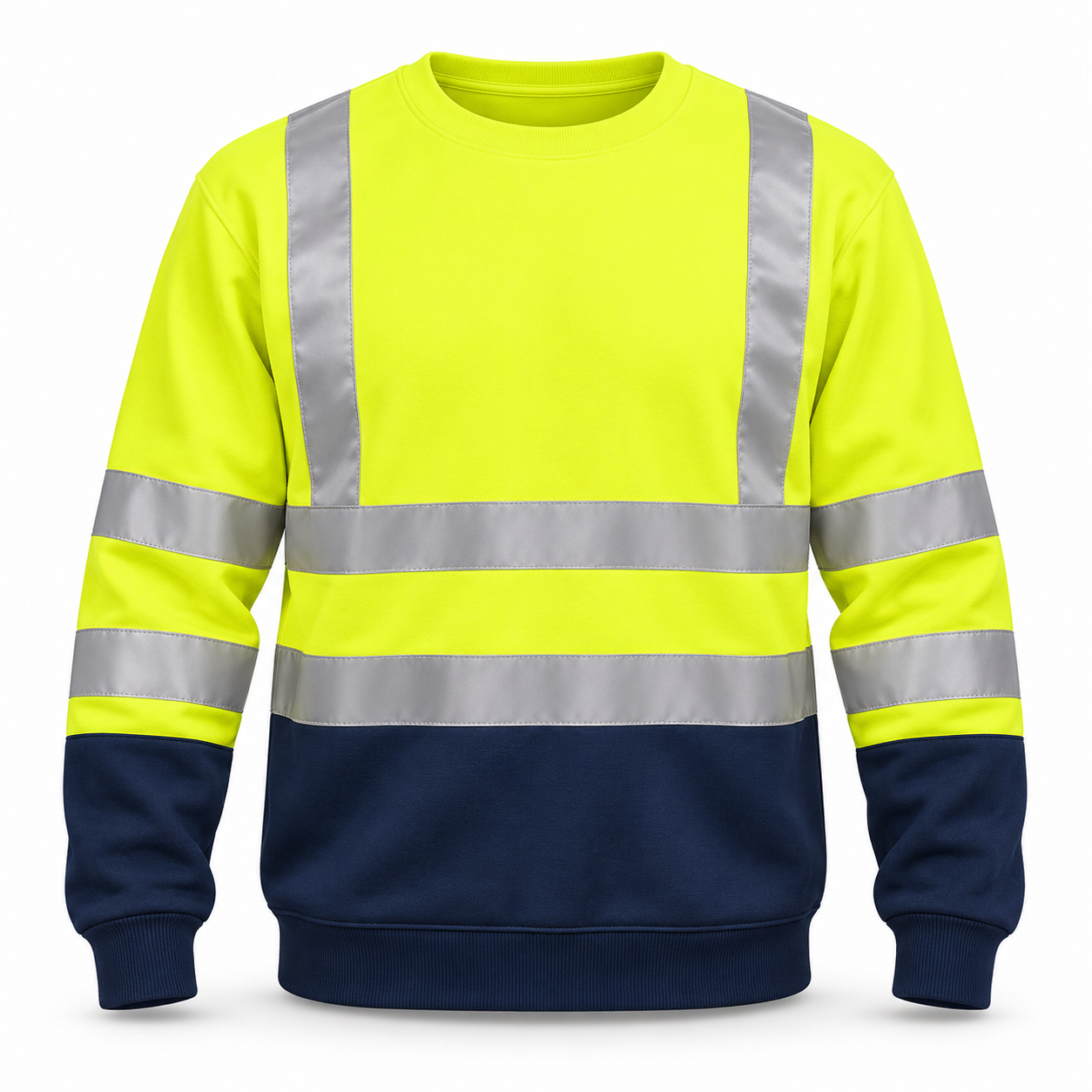 Yellow-Navy Reflective Work Sweatshirt – Front | Liberty Edge Industries