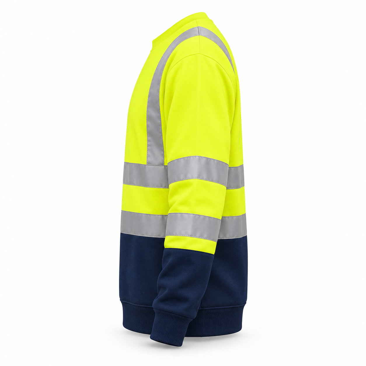 Yellow-Navy Reflective Work Sweatshirt – Side | Liberty Edge Industries