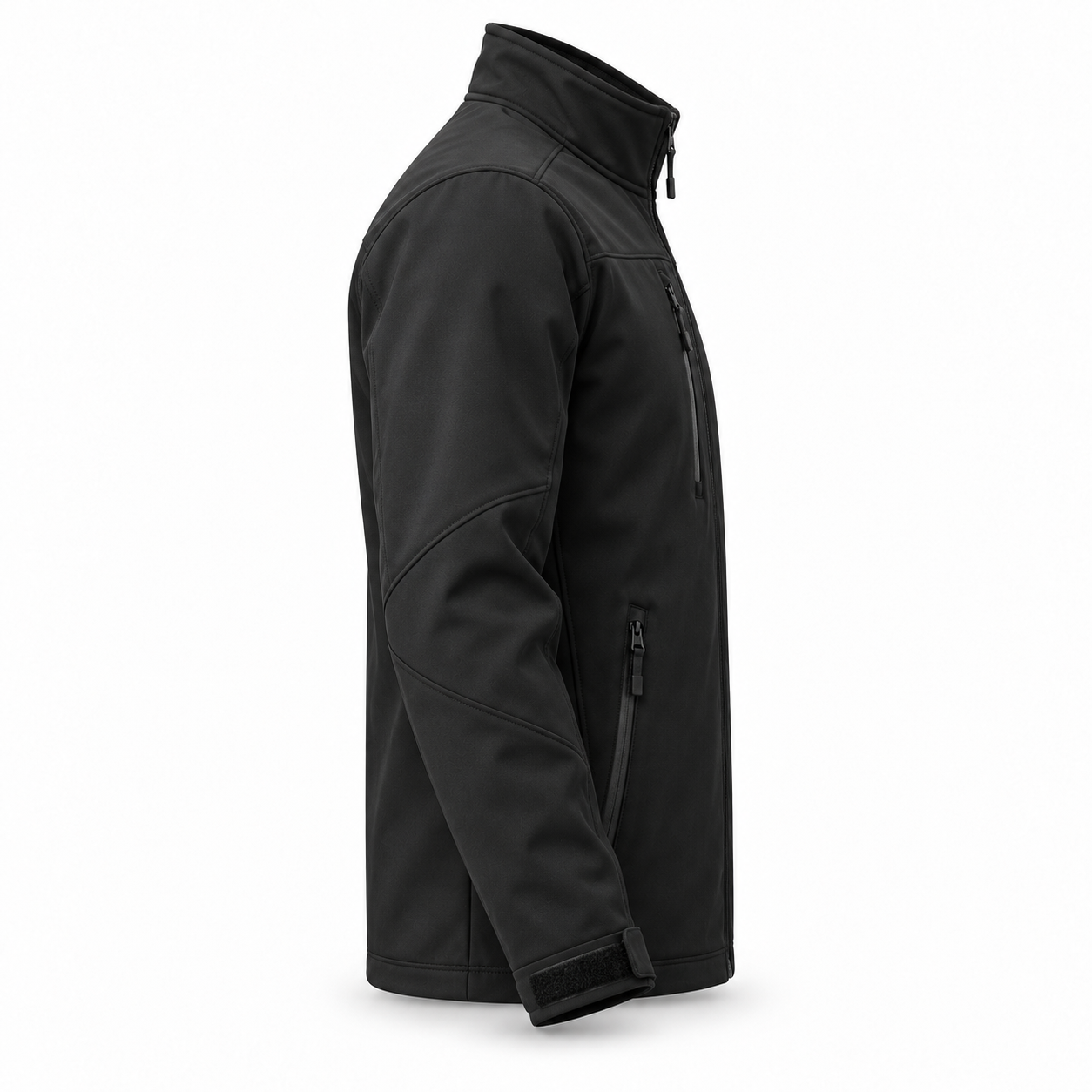 Black Stand-Collar Softshell Jacket – Side | Liberty Edge Industries