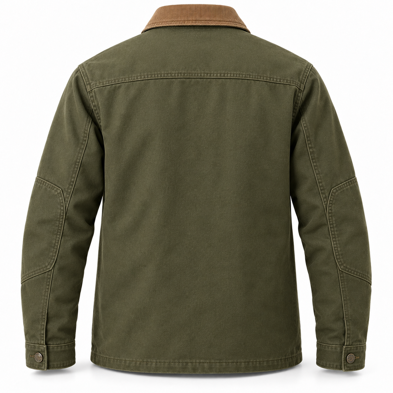 Olive Reinforced Canvas Chore Jacket – Back | Liberty Edge Industries