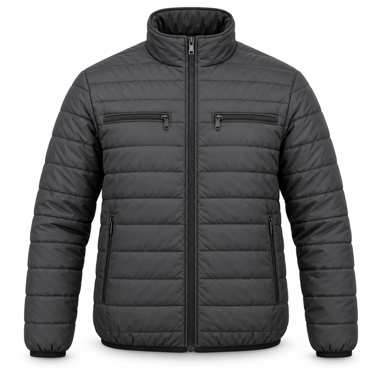 Charcoal Quilted Work Jacket – Front | Liberty Edge Industries