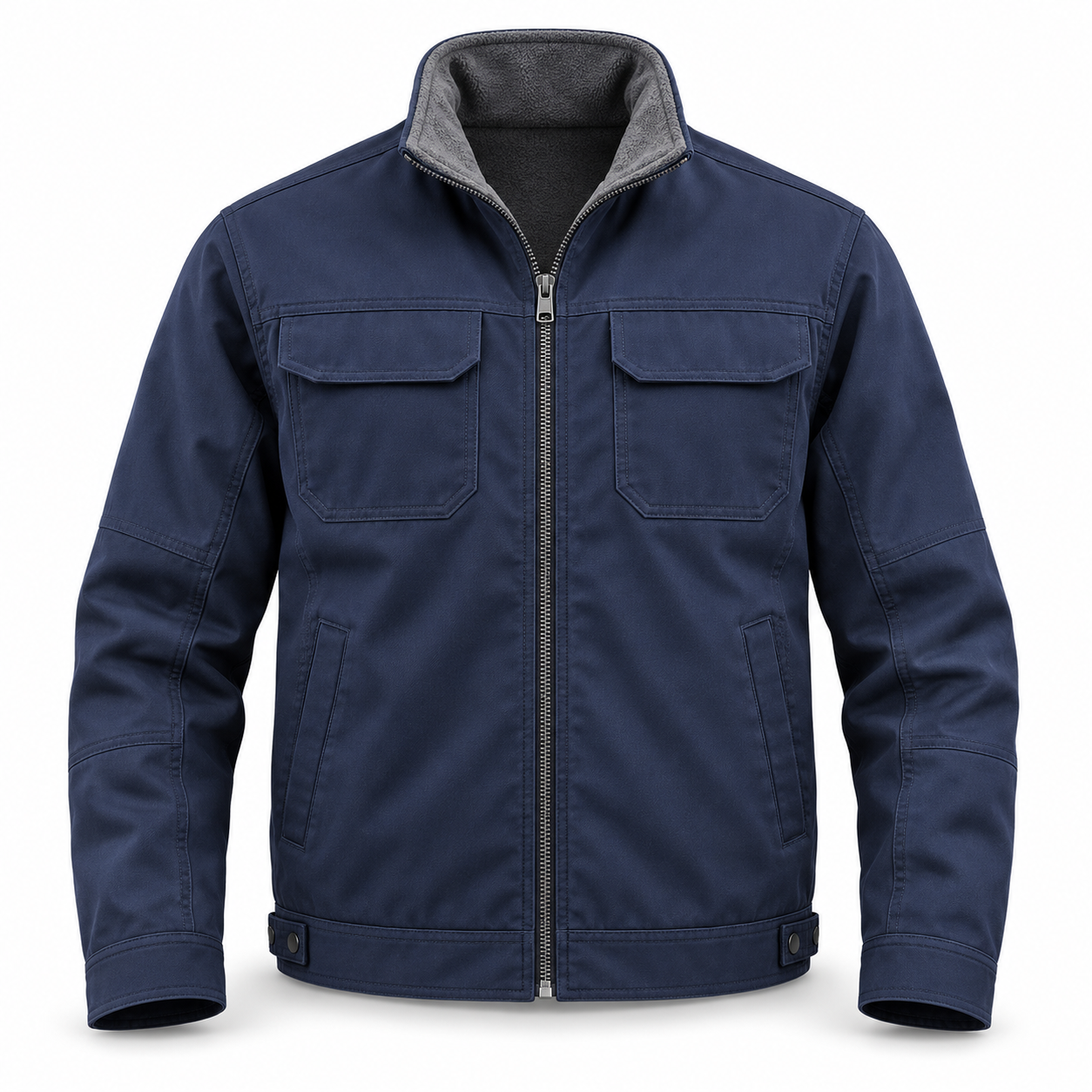 Navy Fleece-Lined Panel Work Jacket – Front | Liberty Edge Industries