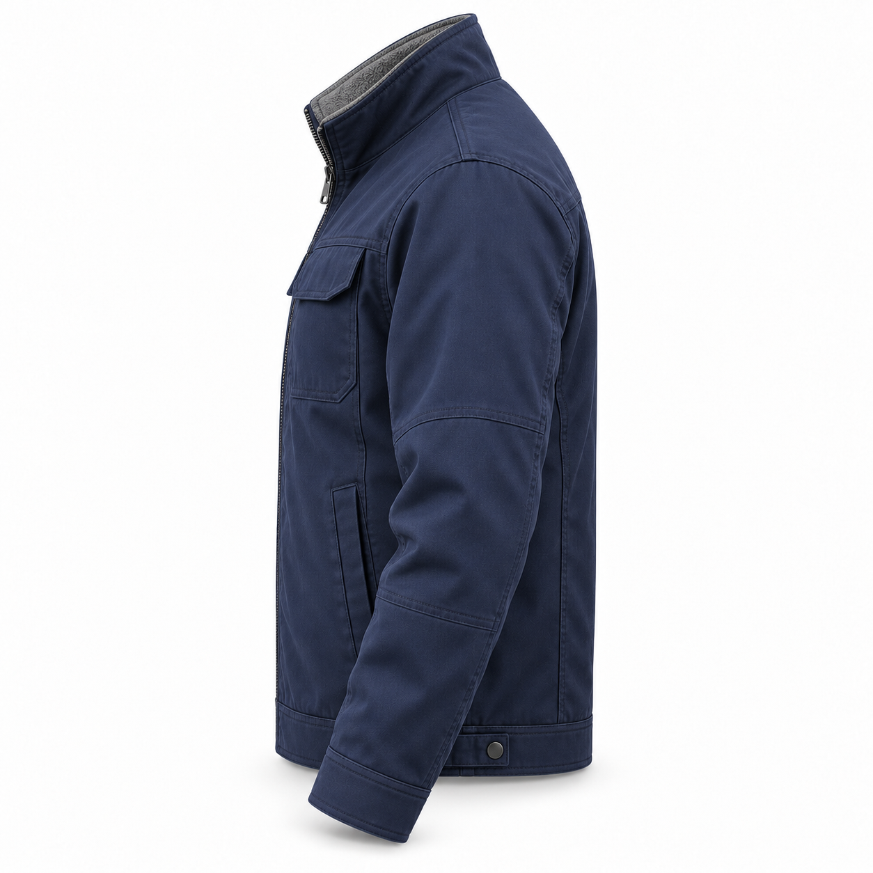 Navy Fleece-Lined Panel Work Jacket – Side | Liberty Edge Industries