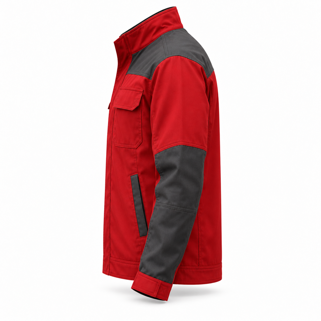 Red Contrast-Panel Technician Jacket – Side | Liberty Edge Industries