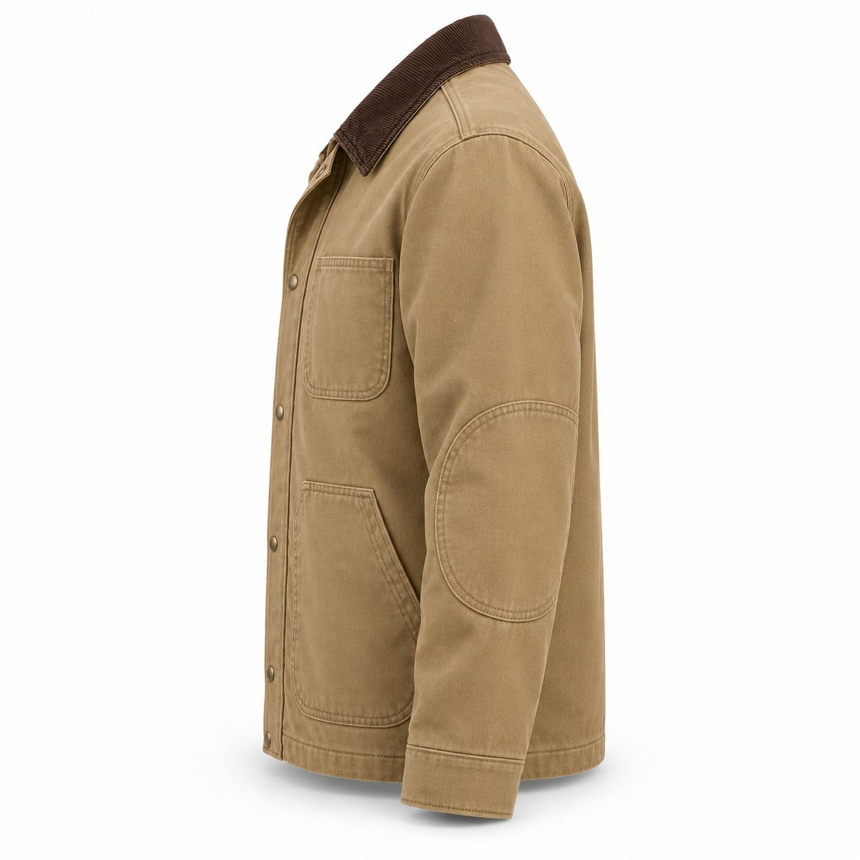 Khaki Corduroy-Collar Canvas Jacket – Side | Liberty Edge Industries
