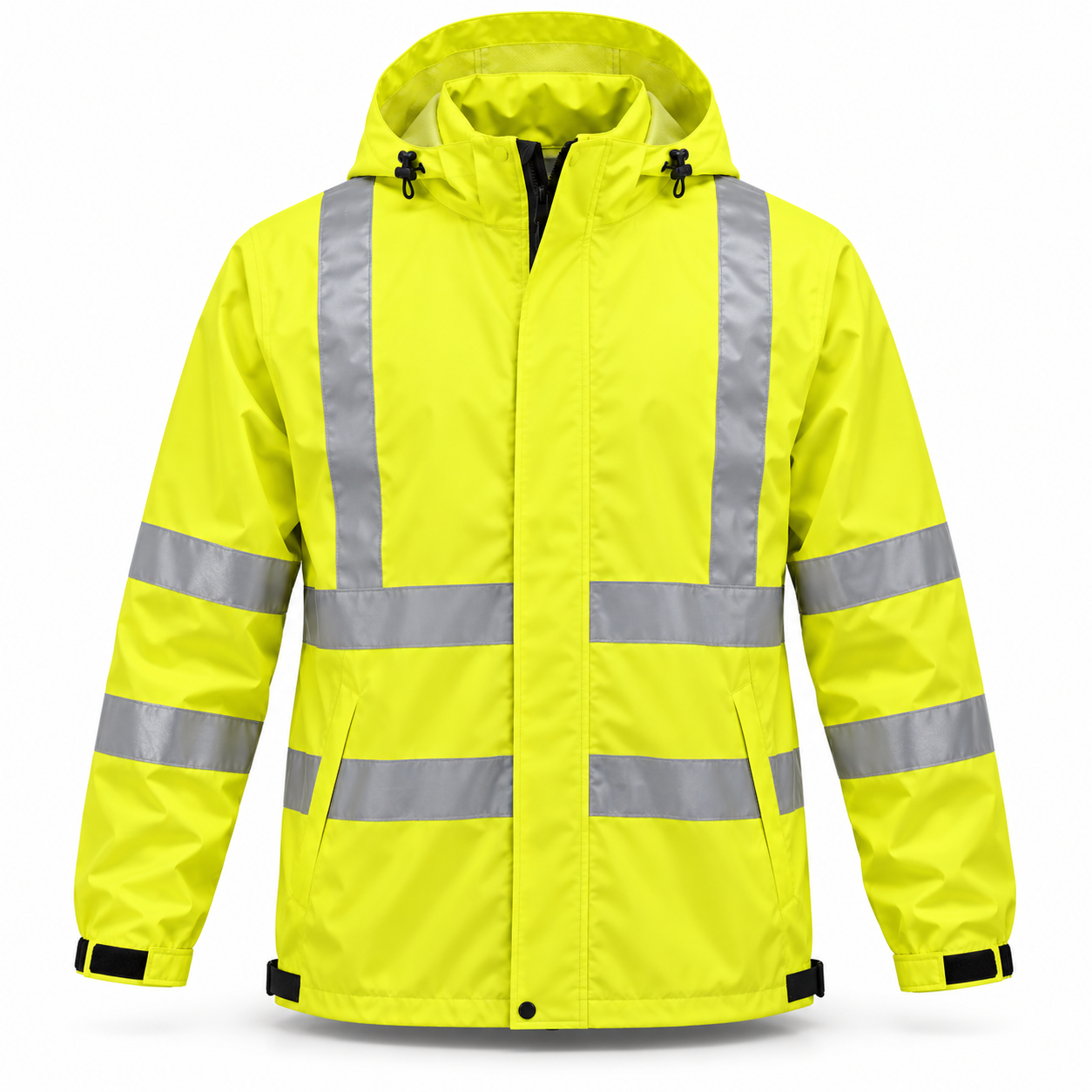 Yellow Reflective Rain Shell Jacket – Front | Liberty Edge Industries