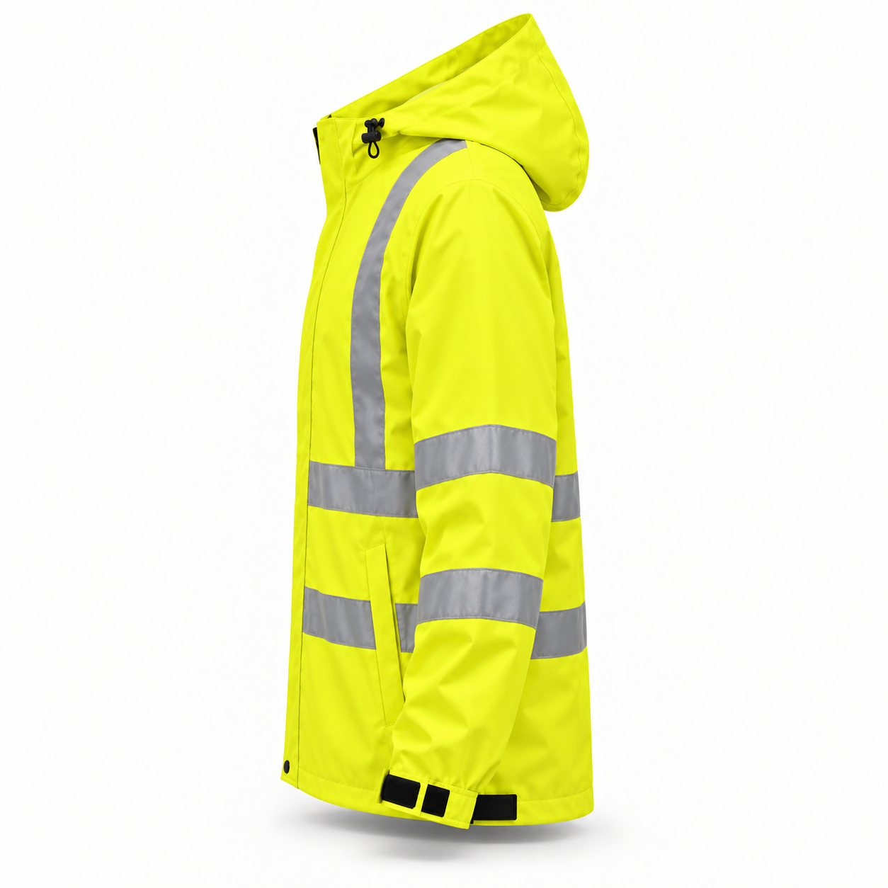 Yellow Reflective Rain Shell Jacket – Side | Liberty Edge Industries