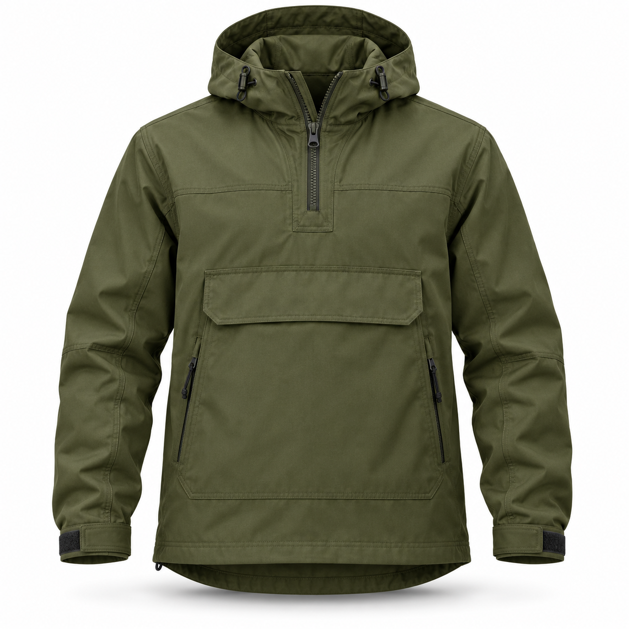 Olive Half-Zip Work Anorak – Front | Liberty Edge Industries