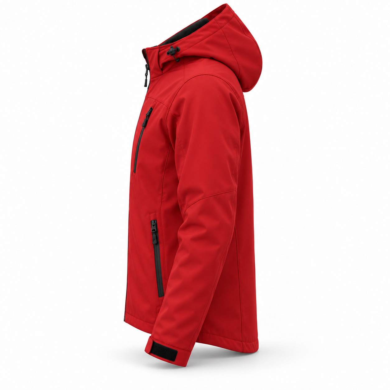 Red Stretch Hooded Weather Jacket – Side | Liberty Edge Industries