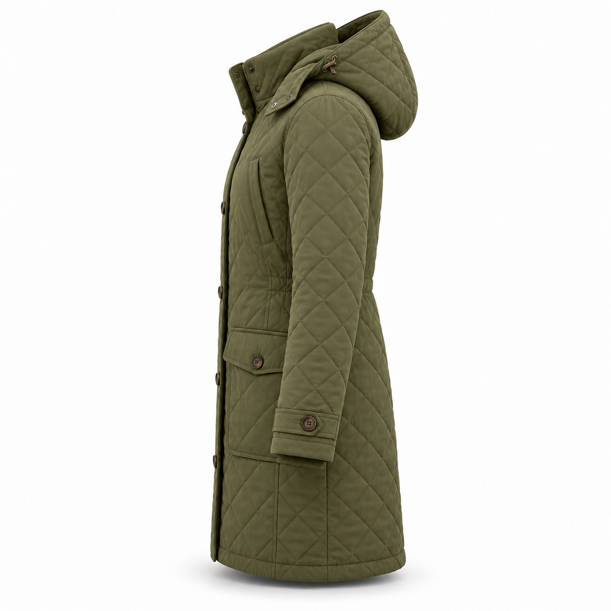 Olive Quilted Winter Field Parka – Side | Liberty Edge Industries