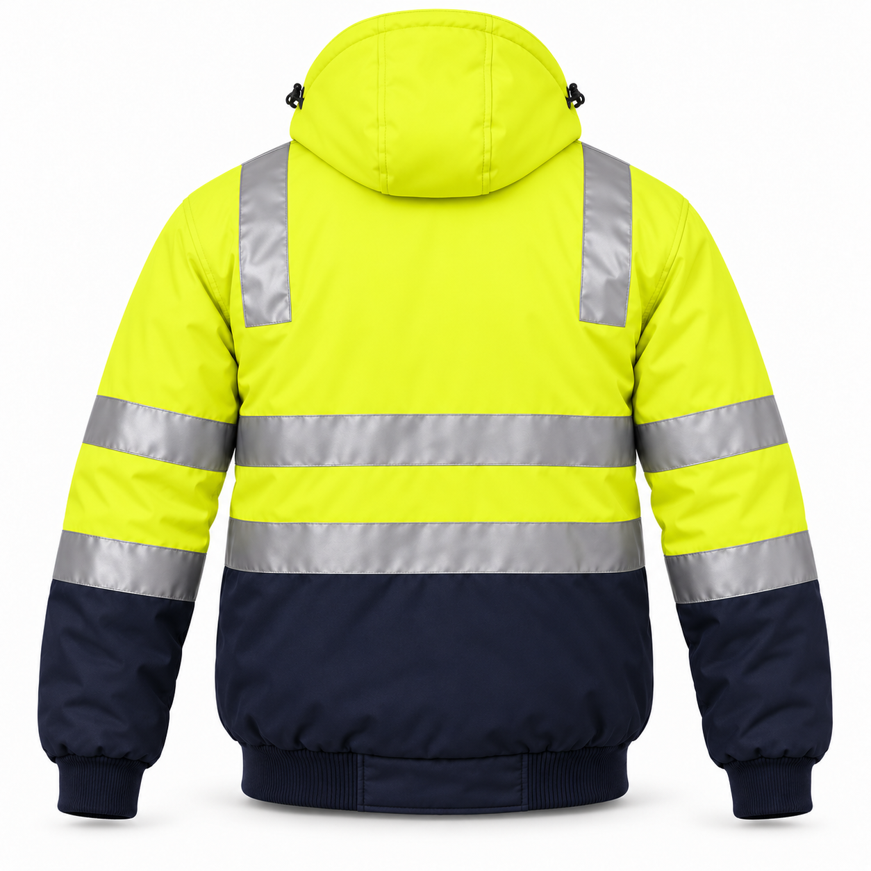 Yellow-Navy Reflective Work Bomber – Back | Liberty Edge Industries