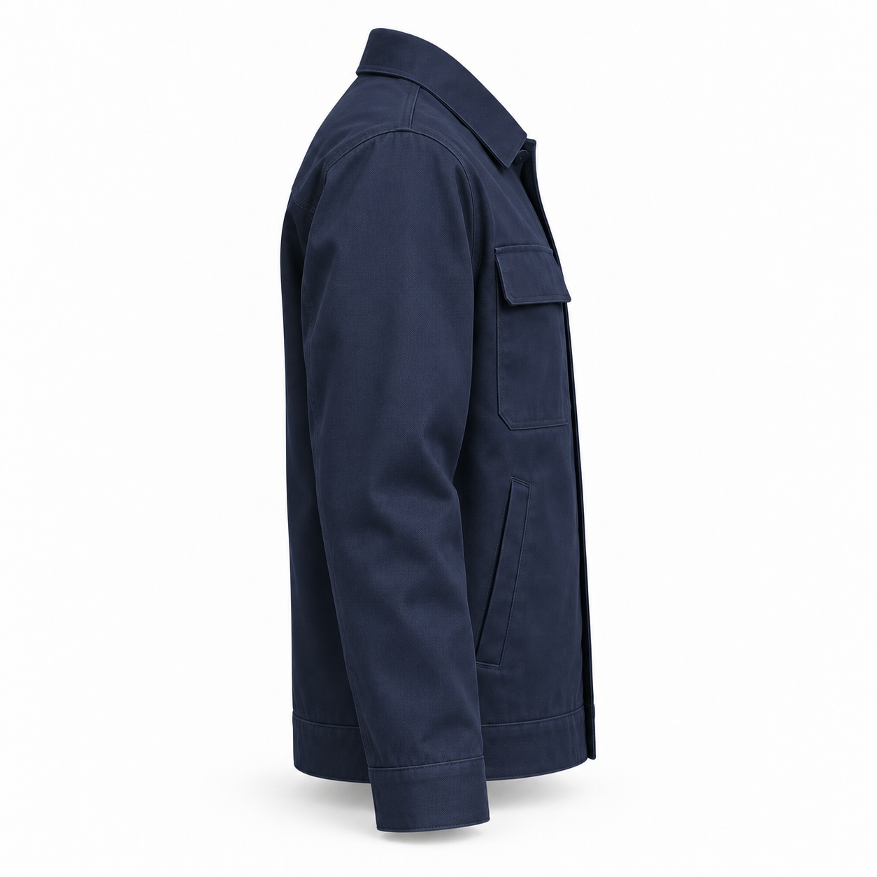 Navy Concealed-Fastening Workshop Jacket – Side | Liberty Edge Industries