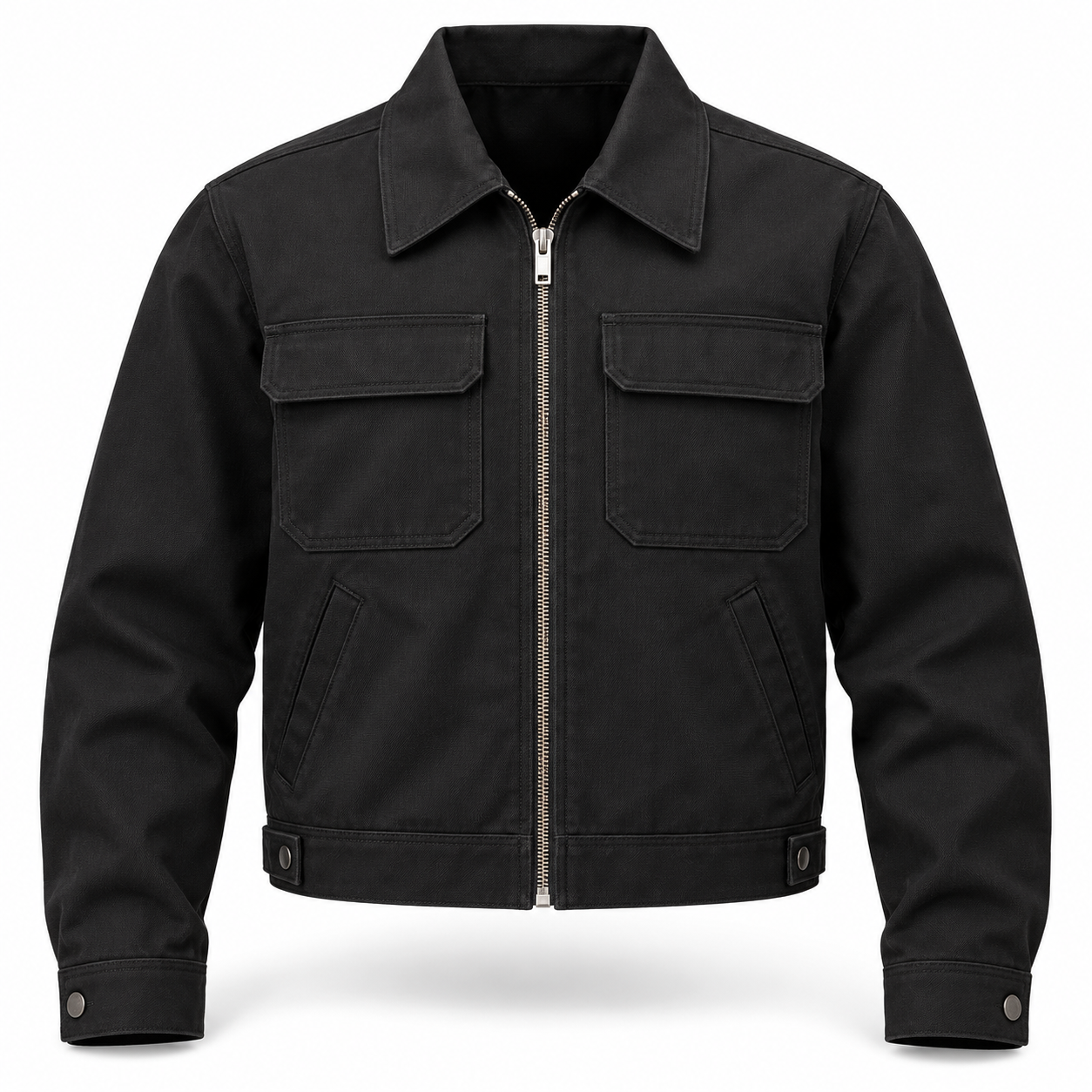 Black Cropped Utility Work Jacket – Front | Liberty Edge Industries