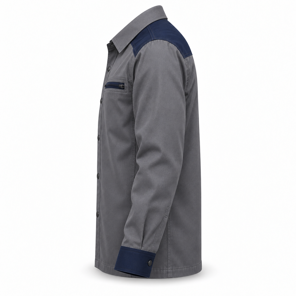 Steel-Grey Contrast Technician Overshirt – Side | Liberty Edge Industries