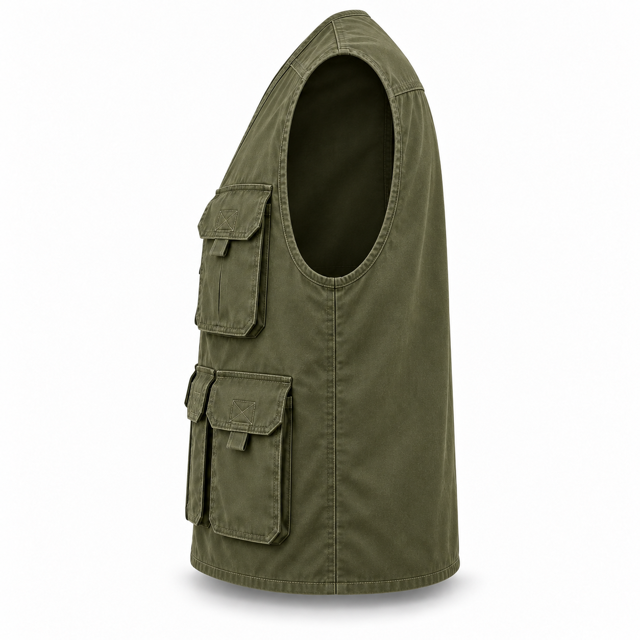 Olive Multi-Pocket Work Vest – Side | Liberty Edge Industries