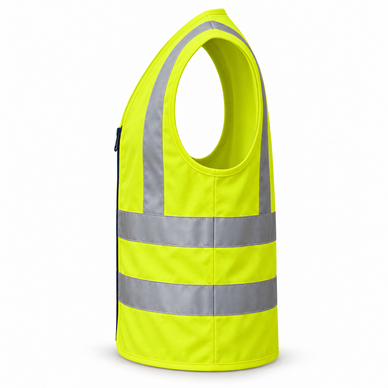 Yellow Reflective Zip Work Vest – Side | Liberty Edge Industries