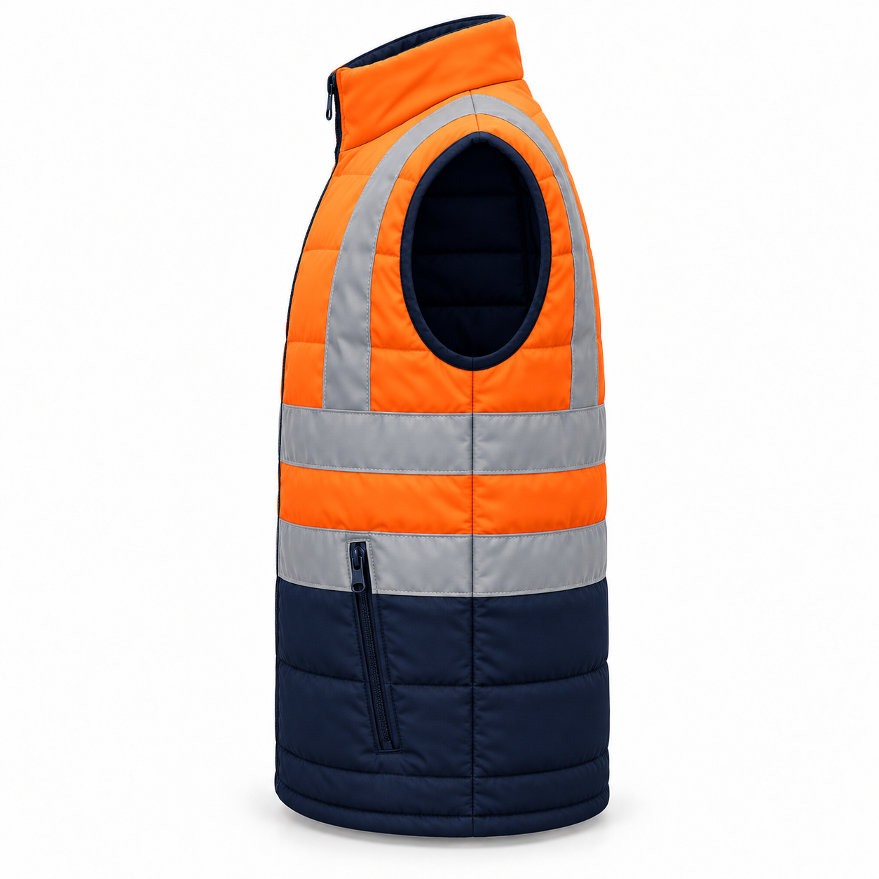 Orange-Navy Padded Work Gilet – Side | Liberty Edge Industries