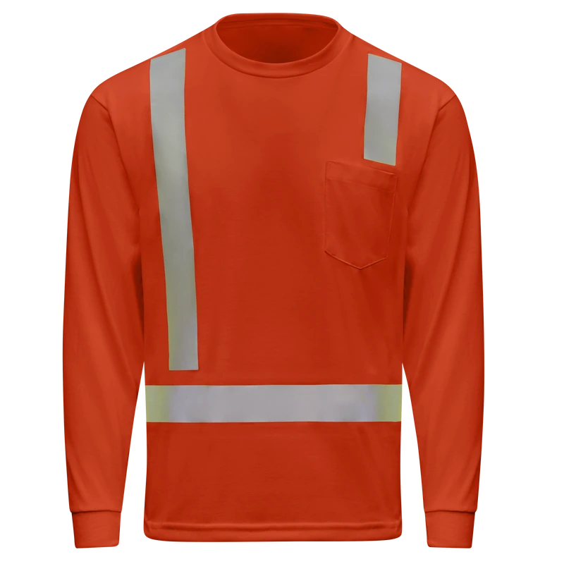 Orange Reflective Long-Sleeve Tee – Front | Liberty Edge Industries