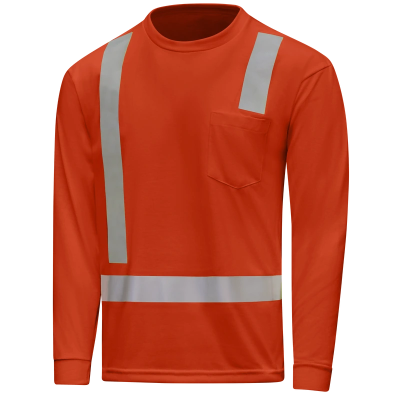 Orange Reflective Long-Sleeve Tee – Left | Liberty Edge Industries