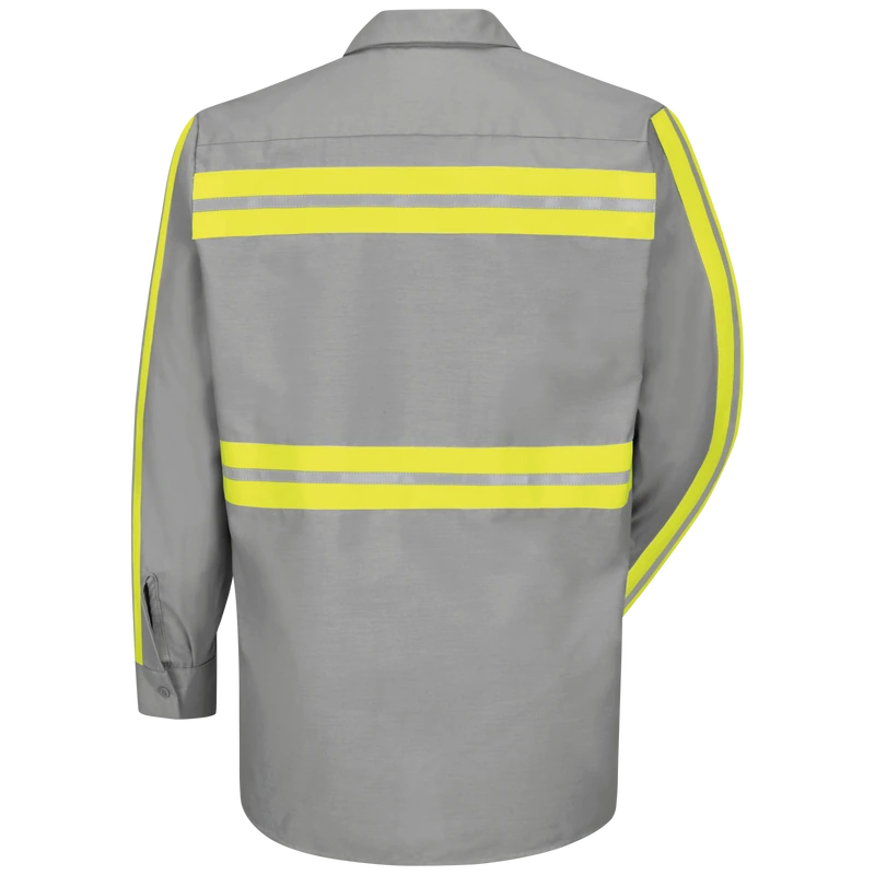 Grey & Yellow Panel Work Shirt – Back | Liberty Edge Industries