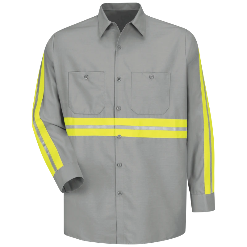 Grey & Yellow Panel Work Shirt – Front | Liberty Edge Industries