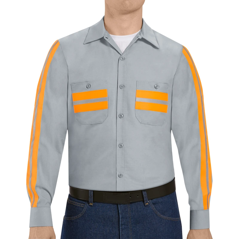 Grey Shirt with Orange Panels – Photographed view | Liberty Edge Industries
