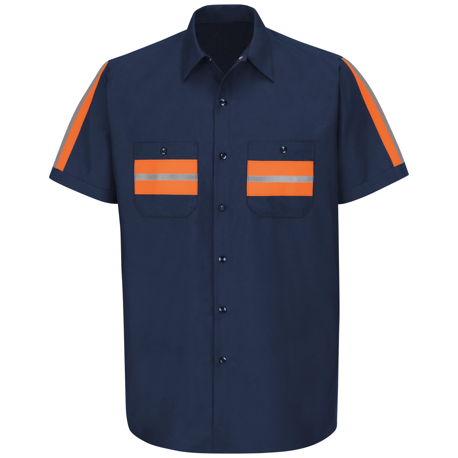 Navy Shirt with Orange Panels – Front | Liberty Edge Industries