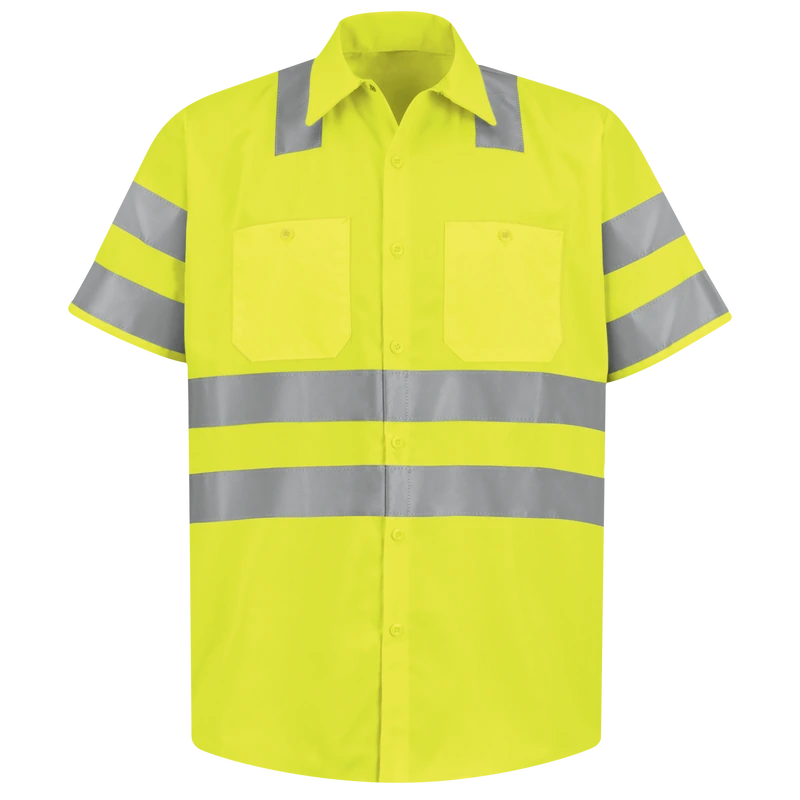 Yellow Reflective Short-Sleeve Shirt – Front | Liberty Edge Industries